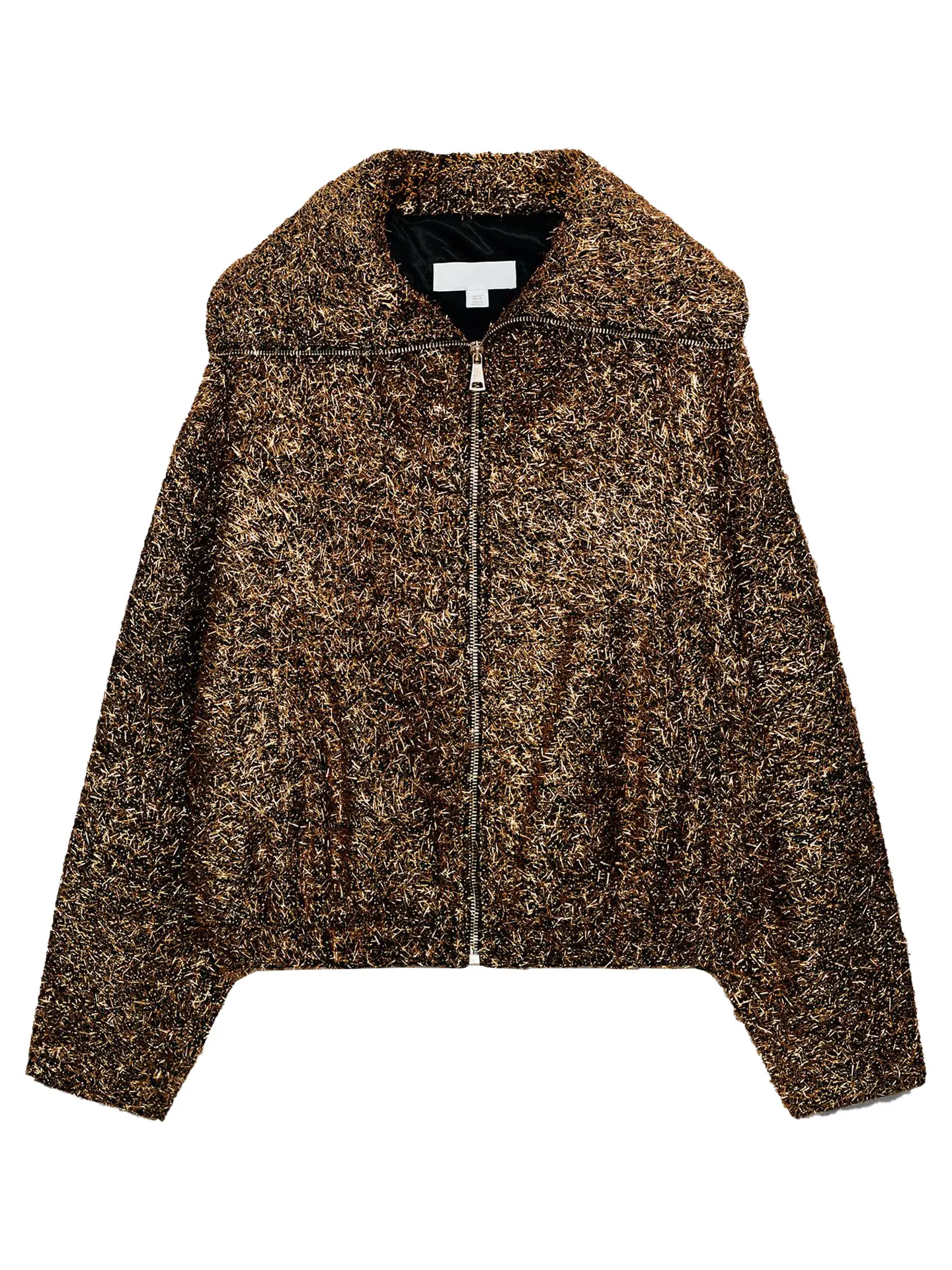 Lente 2026 Unieke Faionable Losse Metalen Kleur Tead Pilot Jaet Dames Casual Sle Lange Sve Ritssluiting Jas