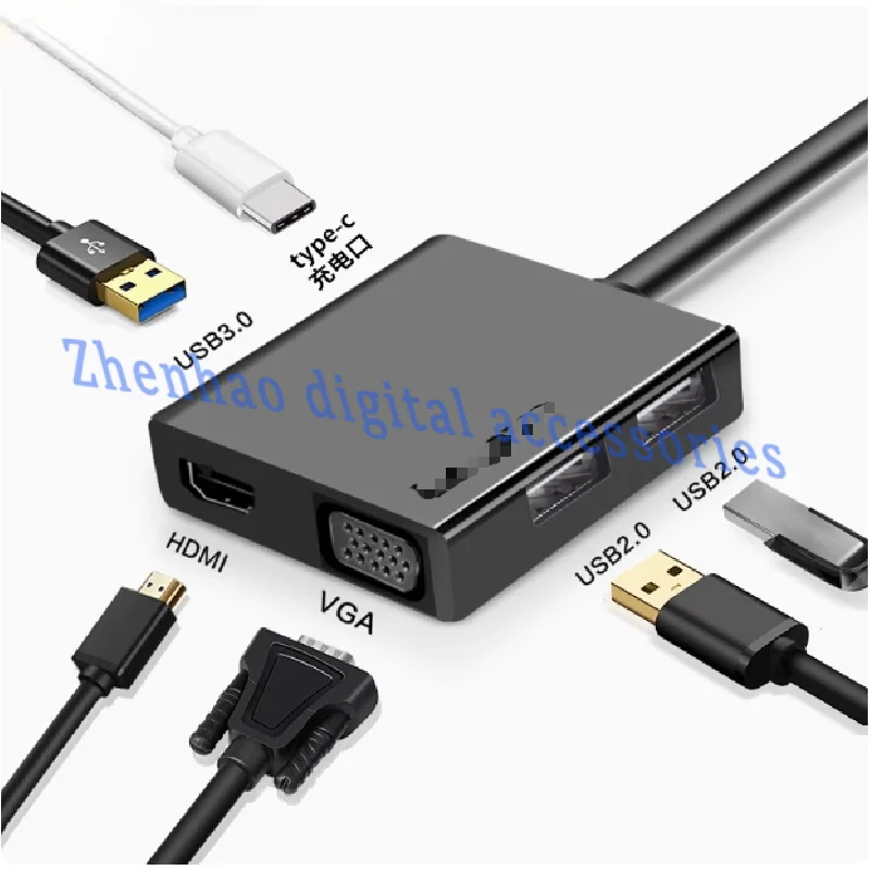 

For Lenovo Type-C to HDMI/VGA/USB2.0 3.0/ Charging 6-in-1 portable docking C120