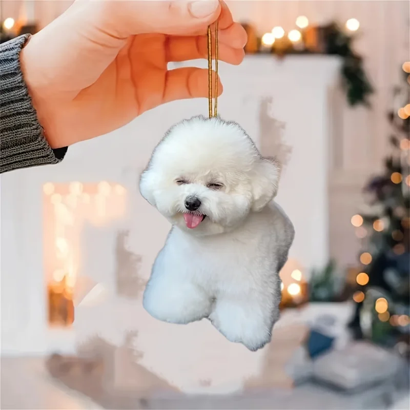 White Puppy Acrylic Pendant Versatile Charm Cute Bichon Frise