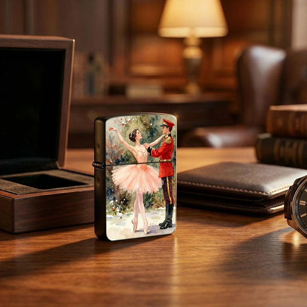 Vintage Flip Top Lighter lighters vintage Watercolor Ballet Dancer Soldier Winter Art Print lighters for smokers Daily Carry