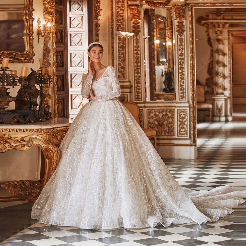 

Elegant A-Line Women Wedding Dresses Sweetheart Collar Print Mopping Length Princess Bridal Gowns Vestidos De Novias Customized