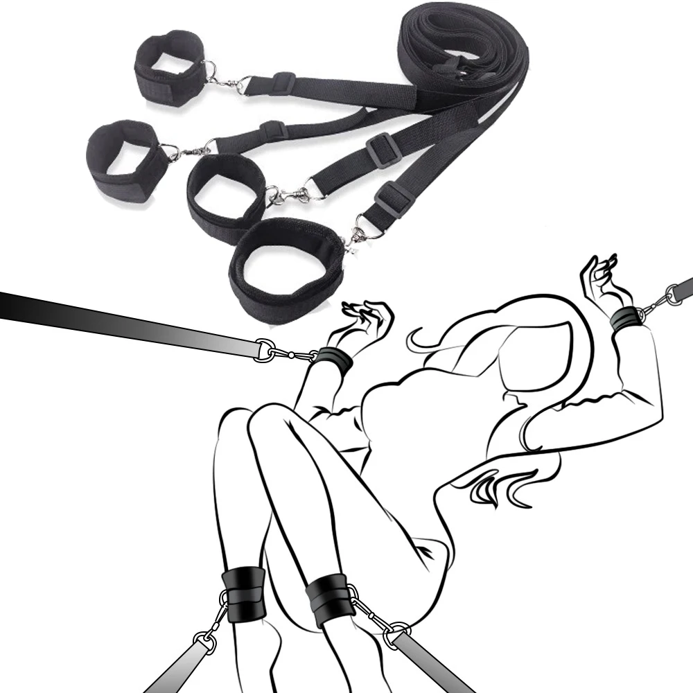 الكبار السرير لعبة الجنس BDSM تكبيل ضبط النفس مفتوحة الساق الكاحل الأصفاد عبودية التروس مثير الكبار الإناث القيود لعبة الجنس SM الرقيق اللعب