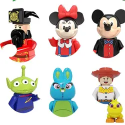 Single Cartoon Assemble Building Blocks Animal Birthday Cake Flower Girl Brick Mini Action Figures Head Accessories Toys