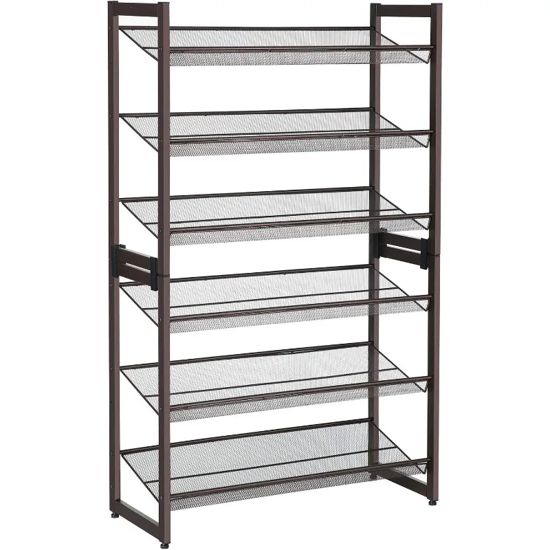 

6-Tier Shoe Rack Storage, Metal Shoe Organizer Stand for Garage, Entryway, Set of 2 3-Tier Stackable Shoe Rack Shelf,