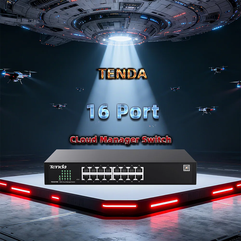 Tenda Desktop 16-Port Gigabit Managed Ethernet Switch for Enterprise 100M~1000M Network Cloud-Managed 1G Hub