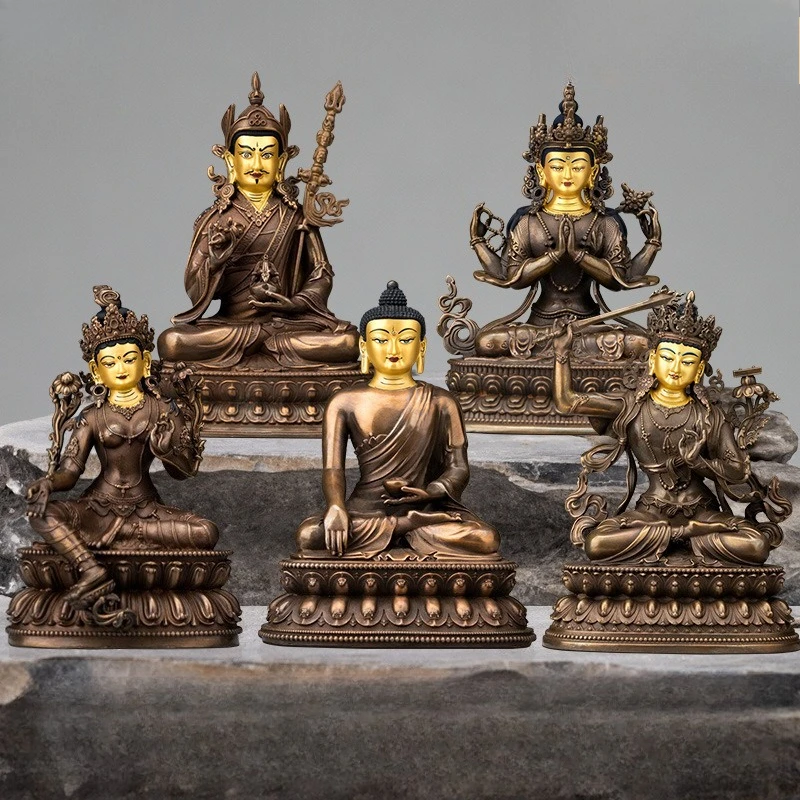 CZ old pure copper Buddha statue Manjushri Bodhisattva Sakyamuni Buddha lotus peanut green Tara copper ornament