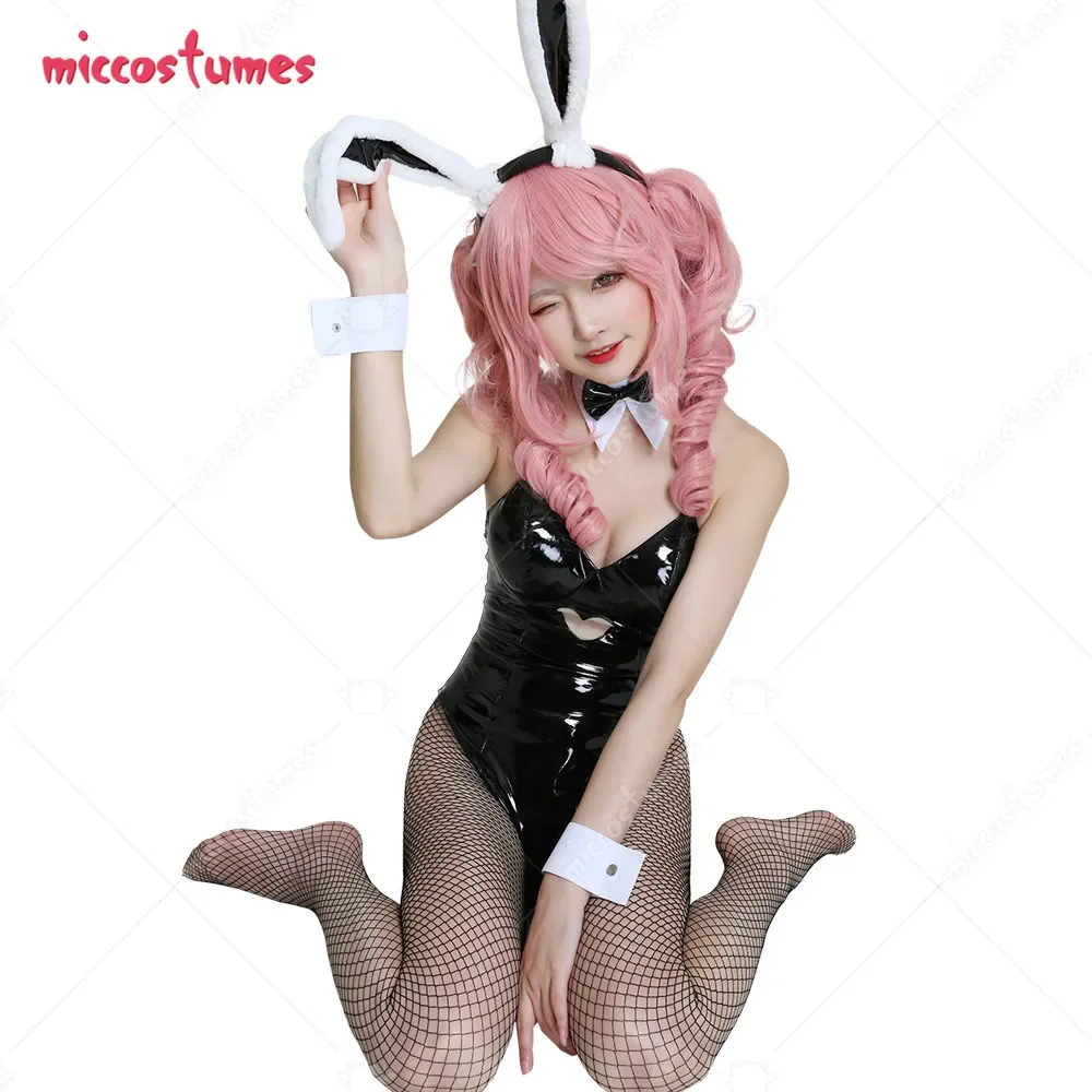 Miccostumes Women Japanese Anime Cute one piece Bunny   Bodysuit Cosplay Costume Outfit Bunny  Suit  (Black / Red)