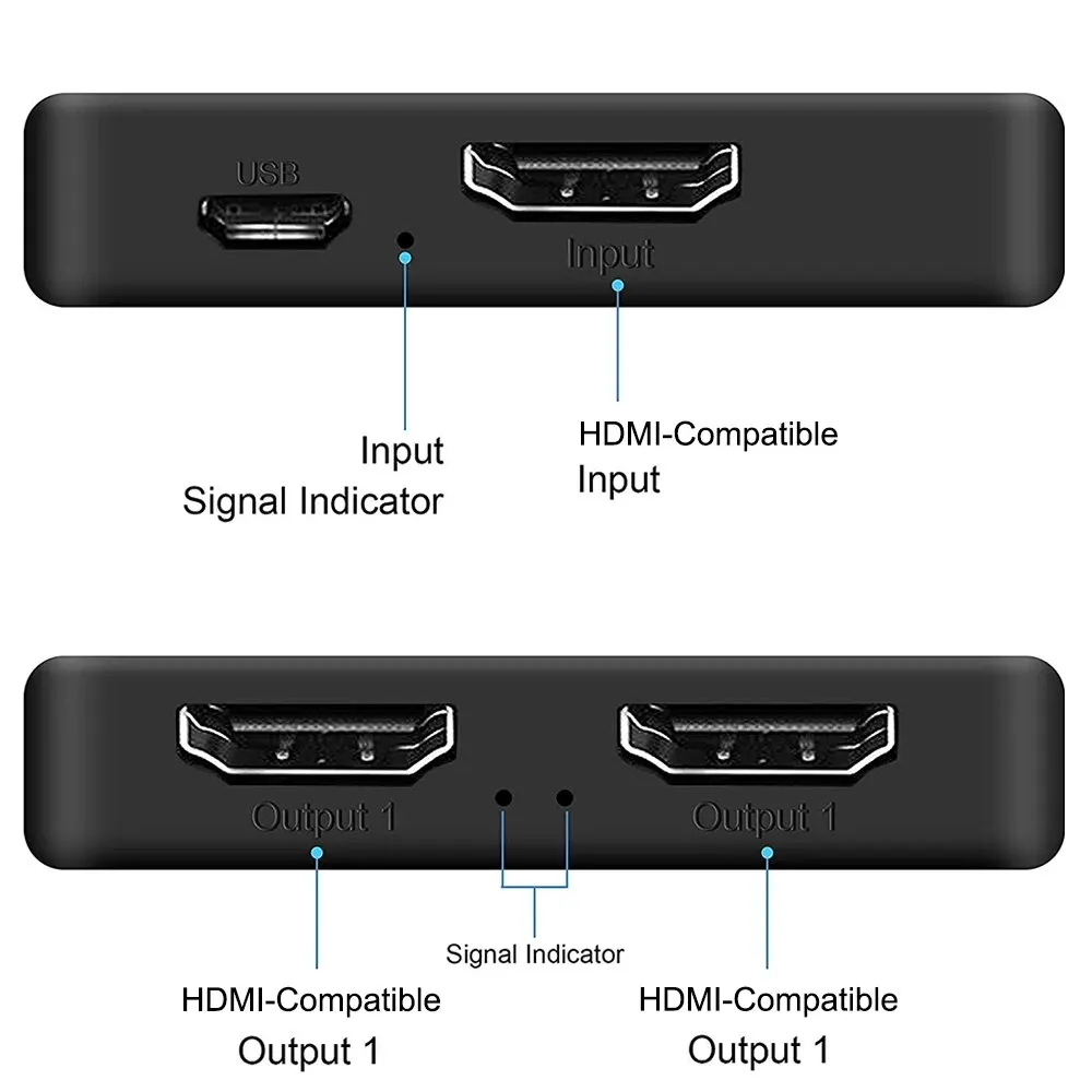 1x2 4K HDMI-compatible Splitter Switch 1 in 2 Out Video Distributor Amplifier Dual Display for Box PC Monitor Projector Laptop