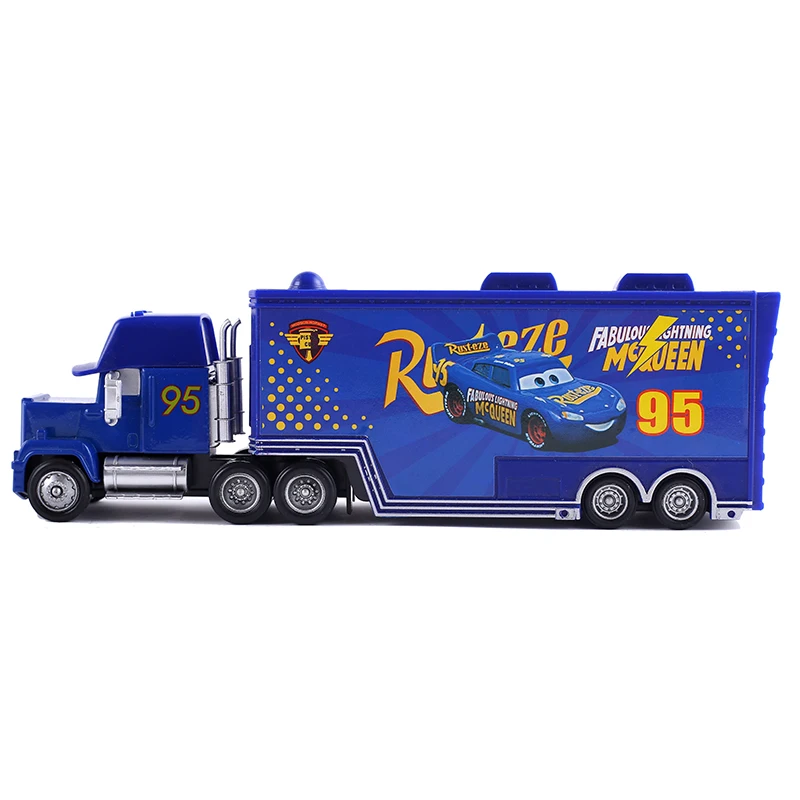 Disney Pixar Cars-camión contenedor Mack, coche de juguete Ramírez Racing Lightning McQueen 1:55, modelo fundido a presión, regalos de cumpleaños para niños