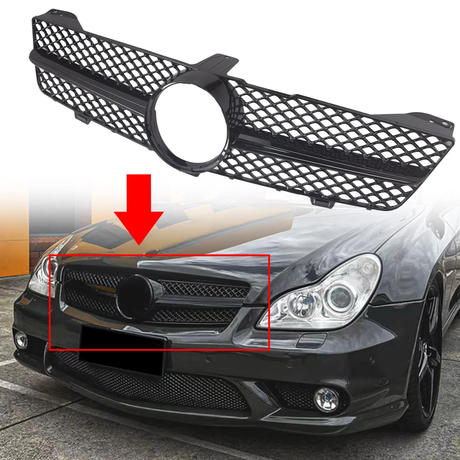 

Car Front Bumper Racing Grill Billet Gril Tuning Accessories For Mercedes Benz CLS Class W219 2009-2010