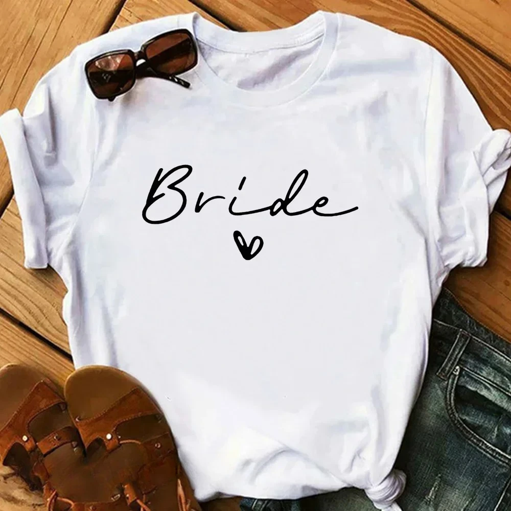 Women Cotton T Shirt Team Bride Bachelorette Party Shower Hen Party Bridesmaid Print T-Shirt 2027 Girls Wedding Female Tops