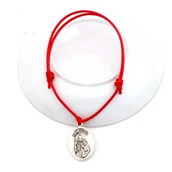 2Pcs Adjustable Bracelets Red Waxes Rope  Alloy San Judas Charm For Christmas Gift B-31