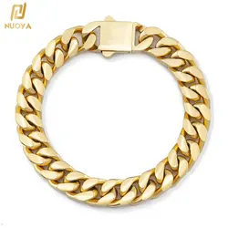 11mm/13mm Hip Hop Jewelry 18k Plated Gold Stainless Steel Miami Cuban Bracelet Custom Cuban Link Bracelet Men