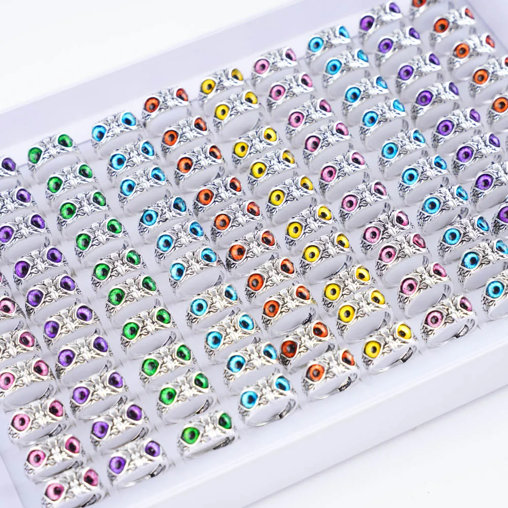 10/20/30 قطعة/الوحدة سحر الموضة خمر القوطية متعدد الألوان البومة خواتم للرجال النساء مجوهرات اكسسوارات الشرير مختلط نمط هدايا الحفلات #3