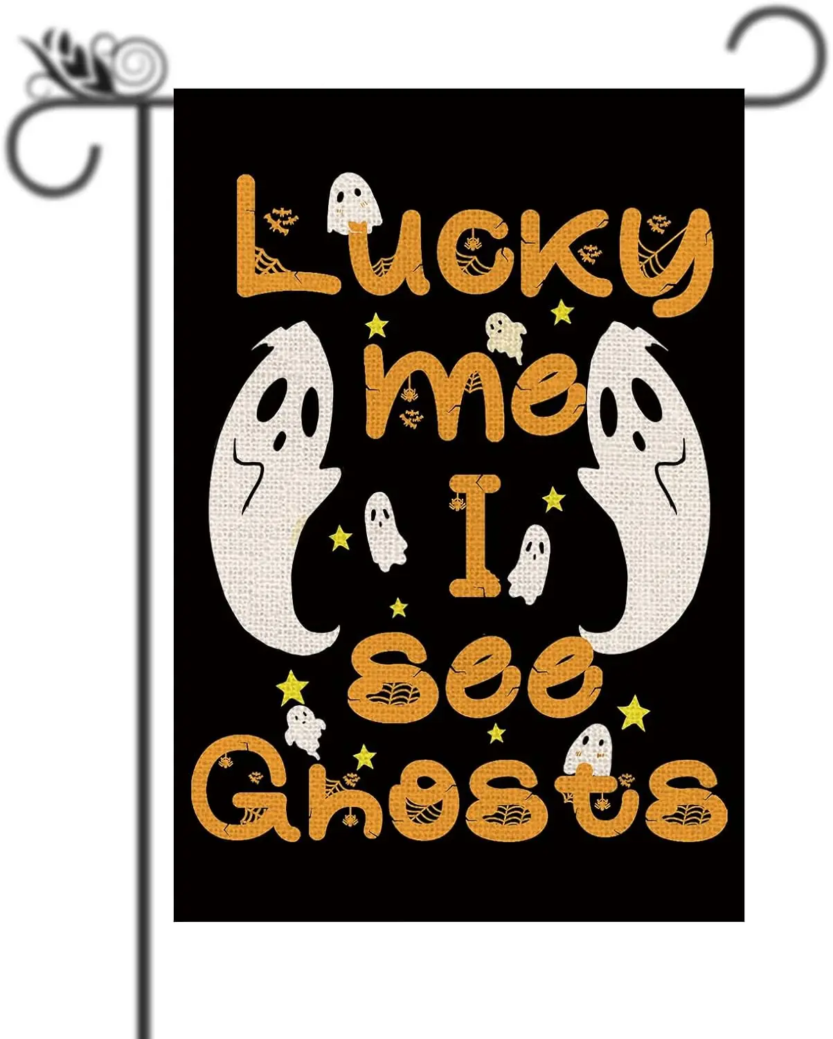 Halloween Garden Flag Lucky Me I See Ghosts Vertical Double Sided Flags for Holiday Farmhouse Patio Yard Outdoor Party Decor UUN