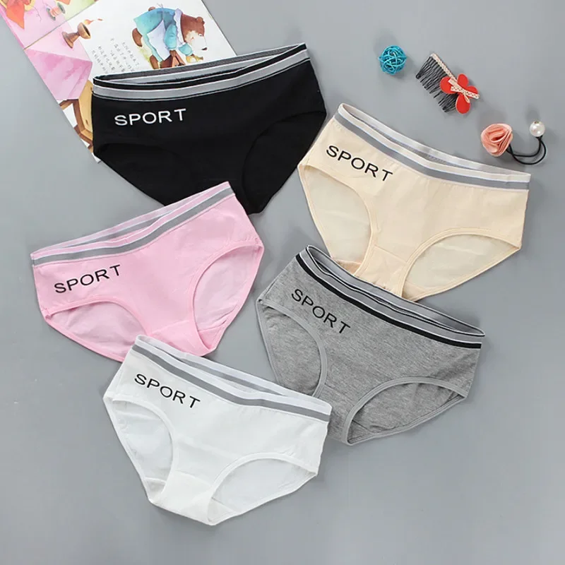 

10Pc/Lot Girls Underwear Cotton 8-12-14 Y Sports Letters Breathable Briefs Pupils Girls Underwear Teenager