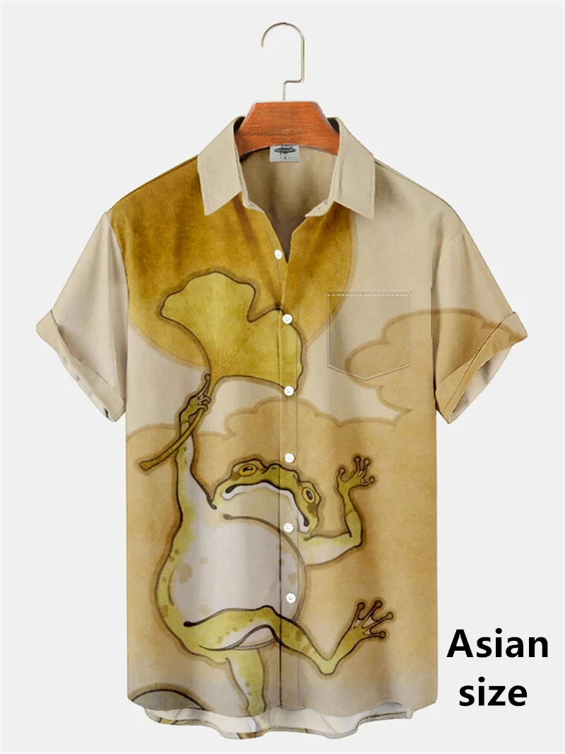 Frog Graphic 3D Print Hawaii Shirts Men women Loose Blouses Short Sleeve Mens Casual Beach Button Shirts Tops Harajuku Clothes