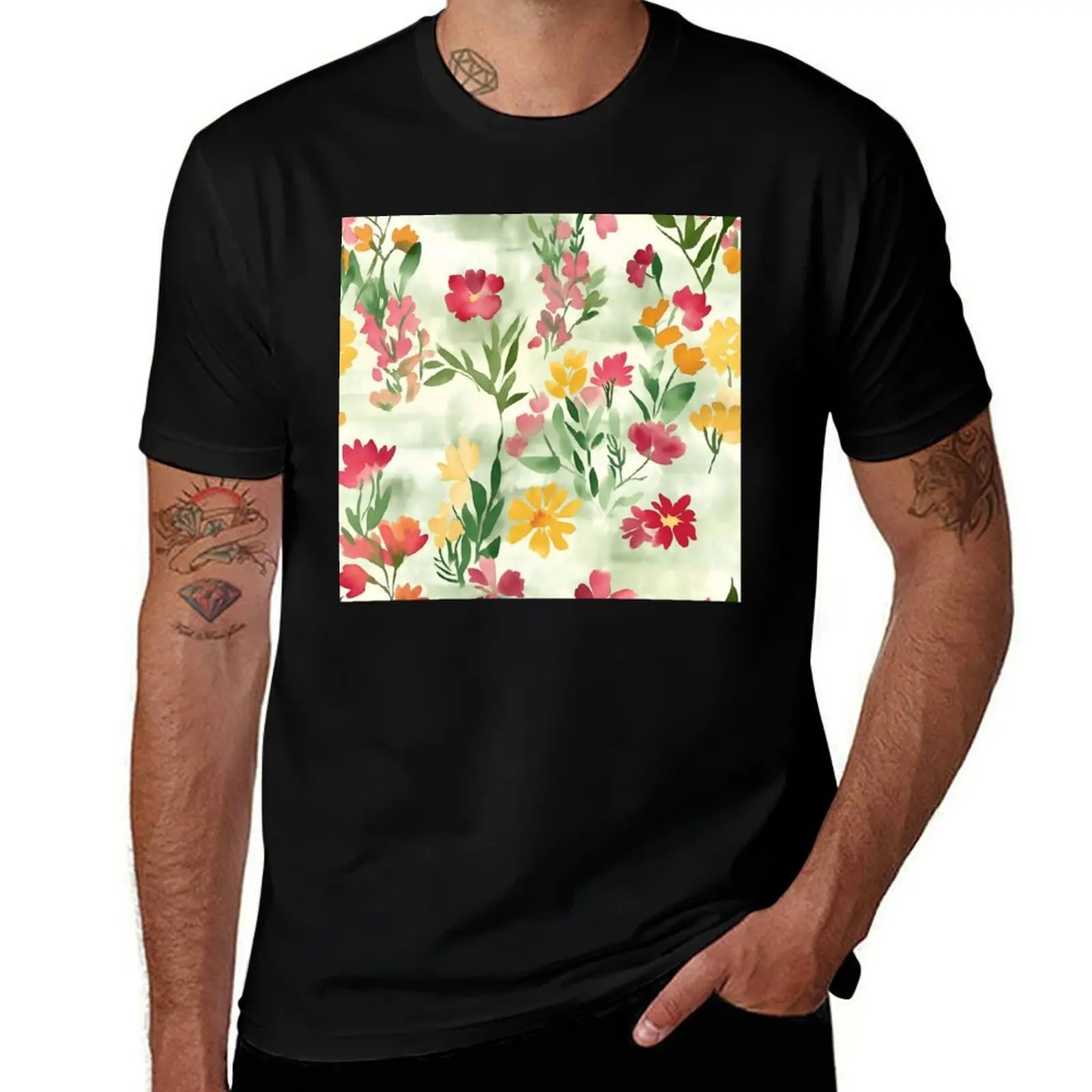 

Wild flower in green field T-Shirt valentines clothes Aesthetic clothing sweat mens t shirts casual stylish