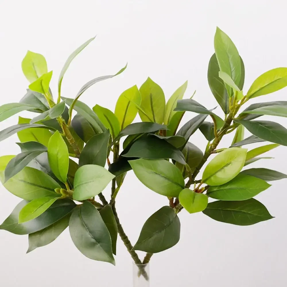 35 Leaves Artificial Ficus Tree Plastic Large Tropical Banyan Tree Lifelike Fake Ficus Tree Office Desktop Decoration