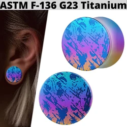 1PC G23 Solid Titanium Ear Plugs Colorful Double Flare Ear Gauge Stretching Ear Tunnel Plugs Expander Piercing Body Jewelry