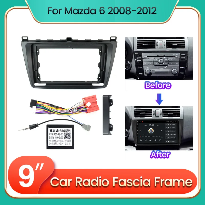 

9 inch Android Radio Dash Fitting Panel Kit for Mazda 6 GH 2007-2012 Car DVD Player Frame Fascia Adapter Canbus Box Decoder