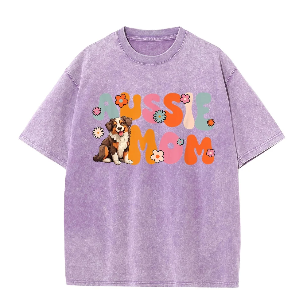 Australian Shepherd Red Tri Groovy Aussie mom T-Shirt ماركات Camisetas Mujer Anniversary T Shirt Gift Cotton Summer Top Men