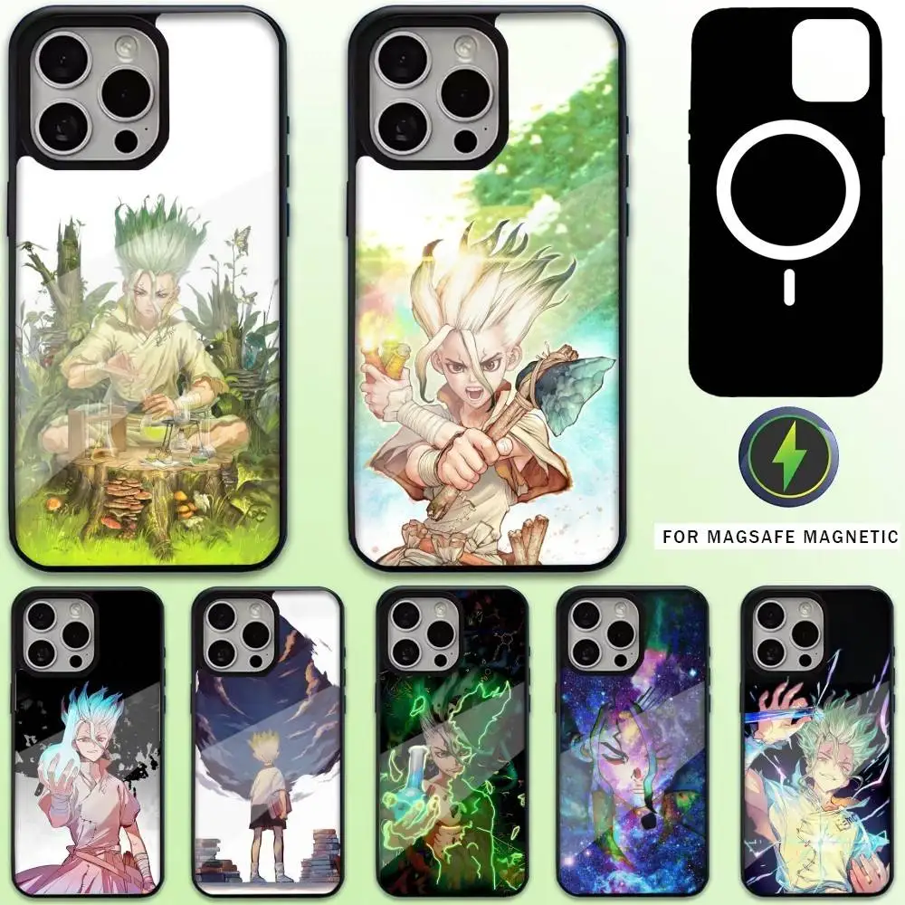 

Dr S-Stone Ishigami Senku Phone Case For iPhone17,16,15,14,13,12,11 Plus,Pro Max Magnetic For Magsafe Wireless Charging