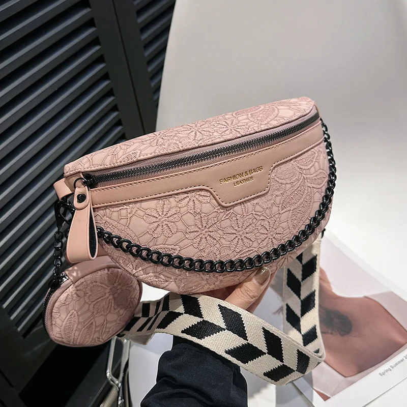 Women\'s Fashion Casual Waist Bag Portable Crossbody Bag Mobile Phone Bag Half Moon Waist Packs Chest Bag Fanny Pack for Women