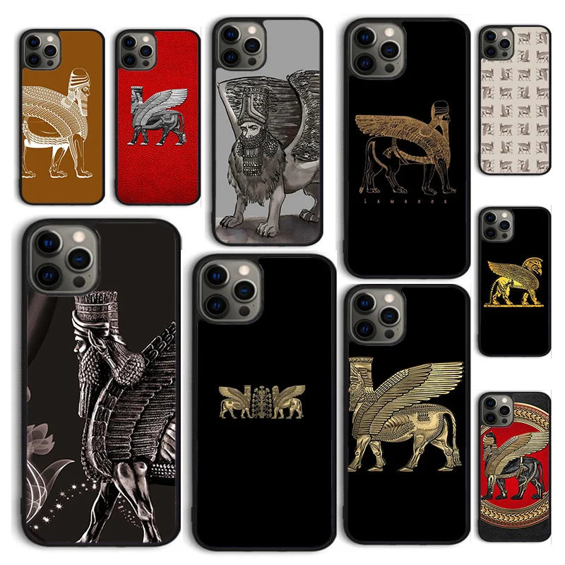 Autumu Lamassu Assyrian Winged Lion Phone Case Cover for iPhone 16 15 12 mini 11 13 14 Pro Max SE 2020 Apple 6S 7 8 Plus