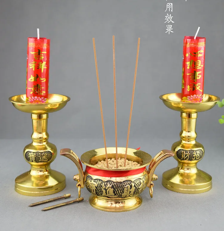 HOME Lobby Company Shop worship pray GOOD LUCK Money Drawing Buddhist sacrifice Opening Ceremony temple brass candlestick Censer