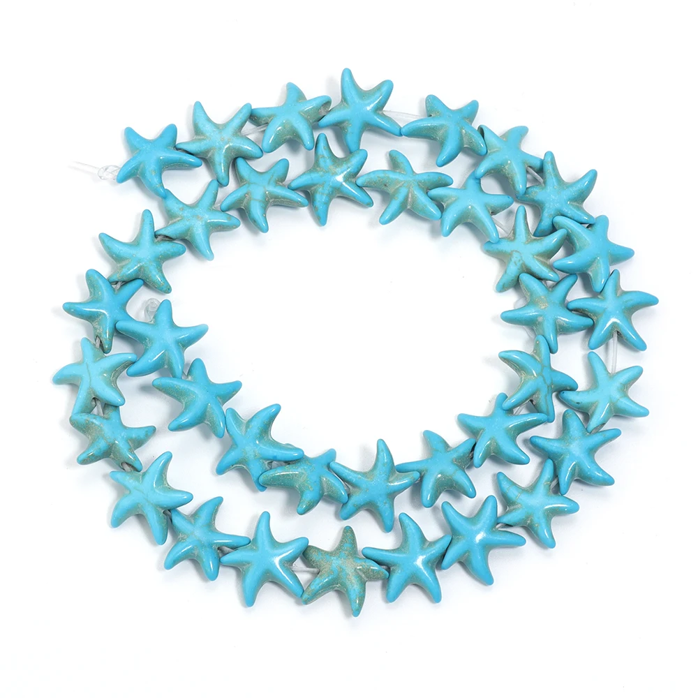 35pcs 13mm Zeester Vorm Natuurlijke Turquoise Stenen Kralen Kleurrijke Howliet Handgemaakte Kralen voor Sieraden Maken DIY Hanger Ambachten