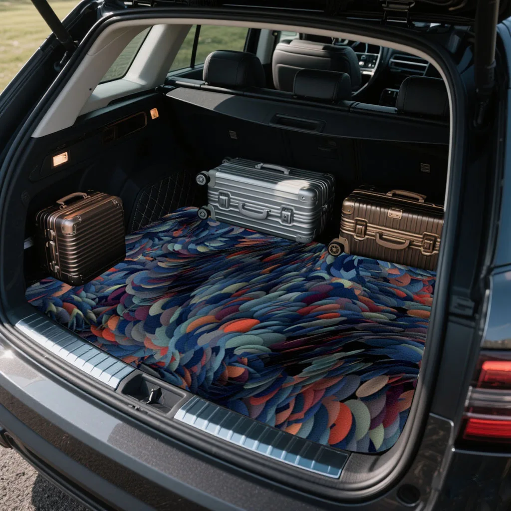 1pc Car Trunk Mat With Printed Design, An Essential Travel Accessory, Universal Fit For Various Car Models, A Must-Have Interior