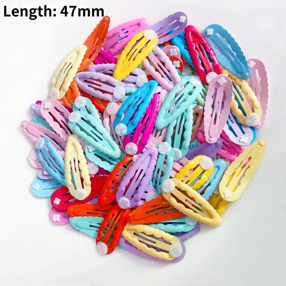 30pcs 5cm Candy Color BB Clip Wave Hairpins With Base Hair Clip Diy Girls Hairclip Jewelry Making Hairclip Accessories