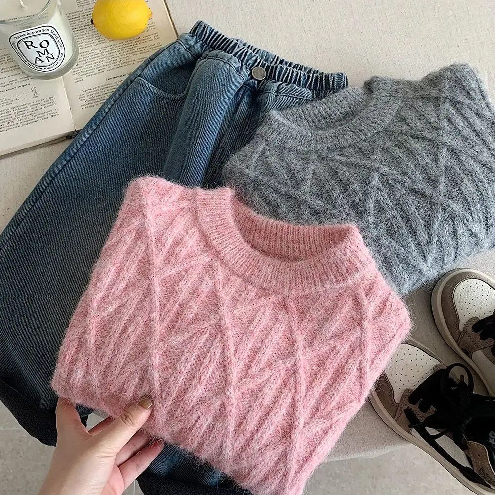 الشتاء الاطفال سميكة محبوك سترة بلون س الرقبة الدافئة البلوز القمم الكورية نمط الفتيات الفتيان قاعدة البلوزات الأطفال تريكو