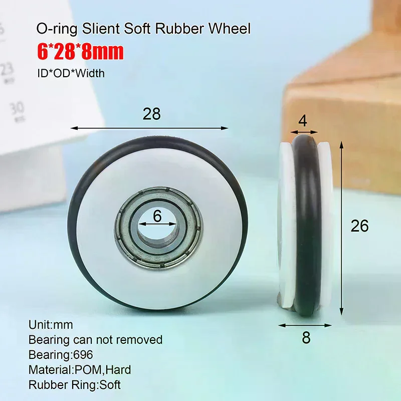 [MA]6*28*8mm Buna-N Rubber O Rubber Ring Silent Elastic Wheel 696 Bearing Roller Mute Elasticity Roller Pulley[MA]