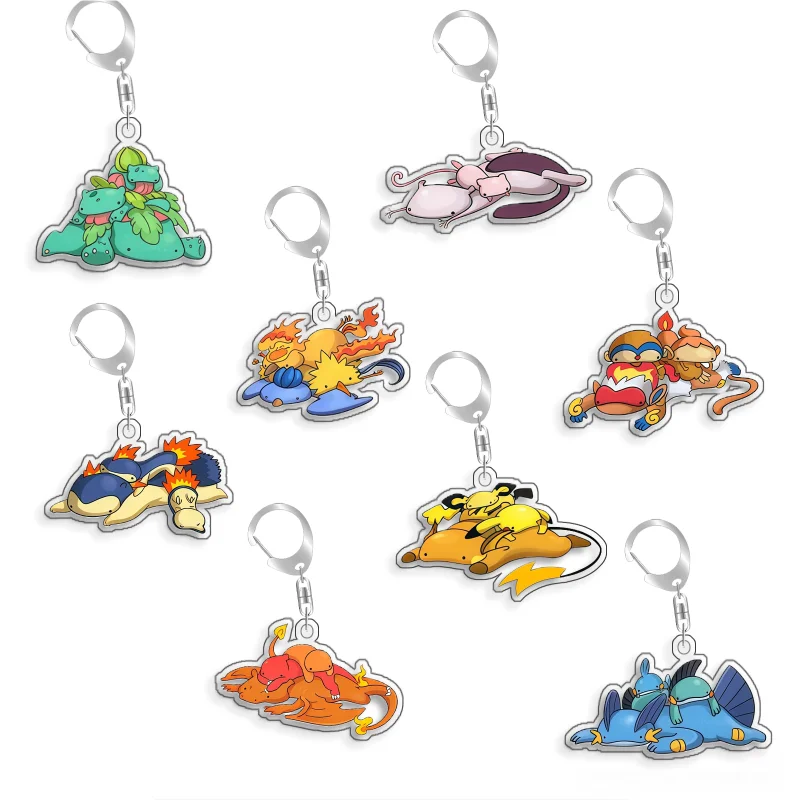 for Pokemon Elf Qikchu Charmeleon Feraligatr Slowpoke Charizard Acrylic Selfmade Cute Cartoon Anime Keychain Pendant Toy Gift