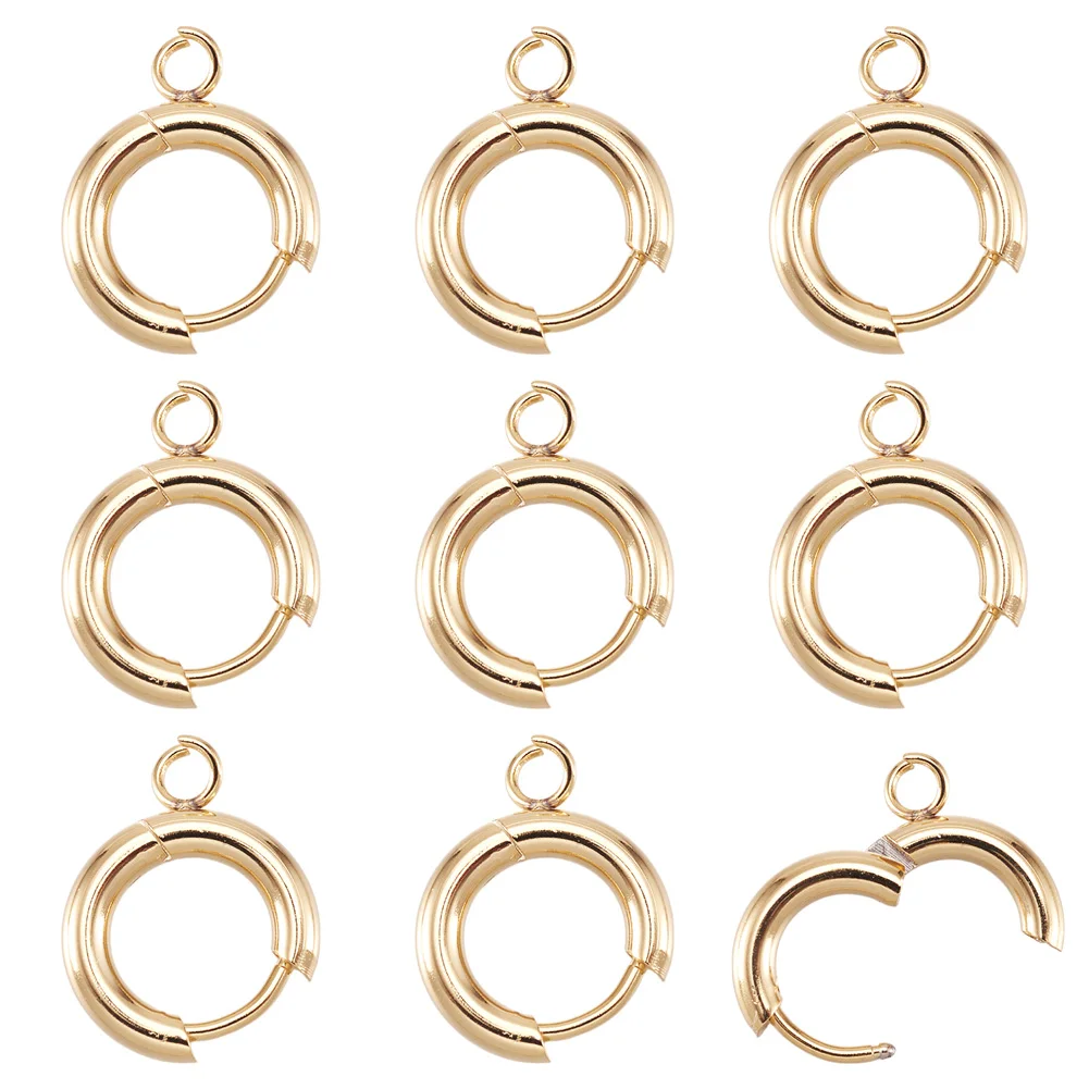 10 piezas de ganchos para pendientes tipo Huggie de acero inoxidable 201, postes redondos para oreja con lazo para pendientes de aro, accesorios para hacer joyas DIY
