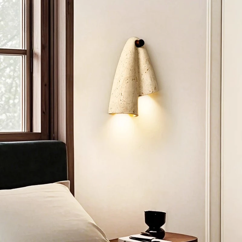 

Marble Bedroom Bedside Wall Lamp Retro Wabi-sabi Corridor Homestay Wall Light Living Room Decoration Atmosphere Lighting Fixture