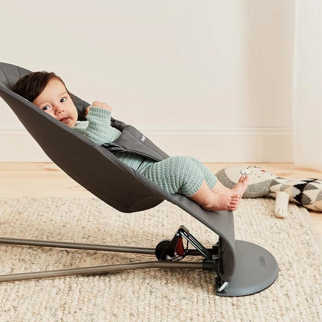 Hip-Healthy Baby Bouncer Seat with Toy Bar Stand -  Natural Rocking 2-in-1 Foldable for Newborns 0-2 Years (8-29lbs)