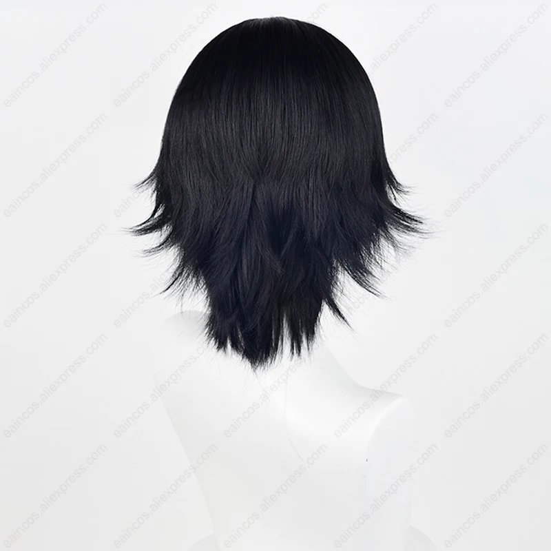 Anime Chrollo Lucilfer Cosplay Peruca, Perucas Curtas Pretas, Cabelo Sintético Resistente ao Calor, 30cm