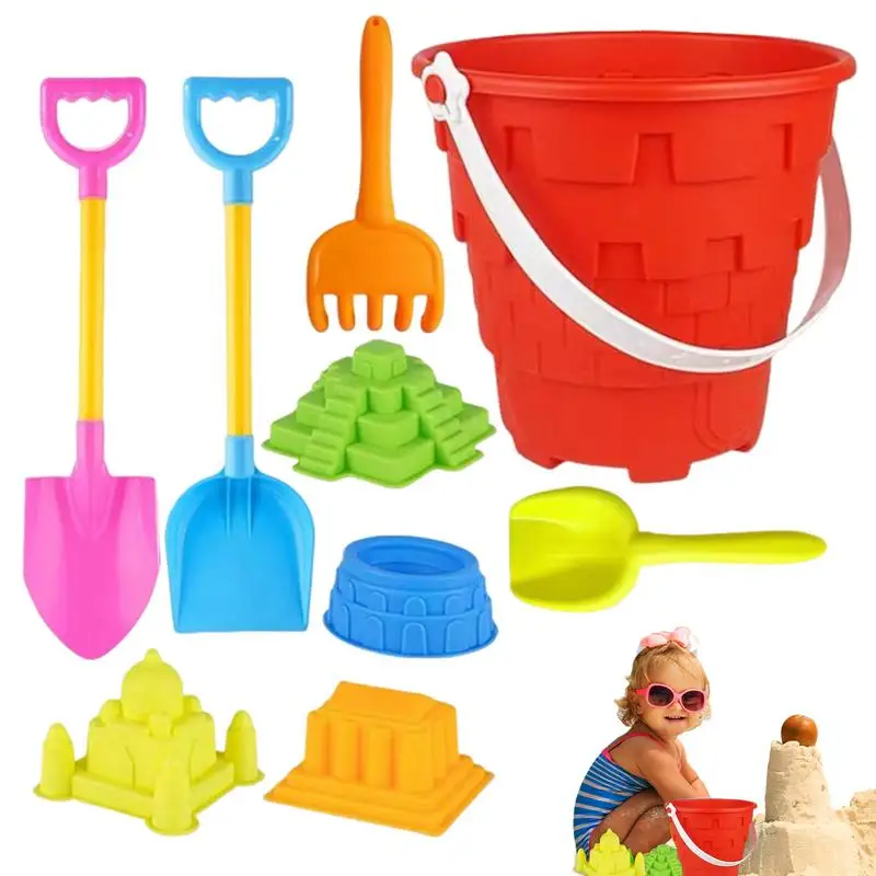 

Beach Toys For Children Sand Toys Set For Toddler Sandbox Toys With Bucket Shovel Rake Set Sand Molds Summer Outdoor 9pcs