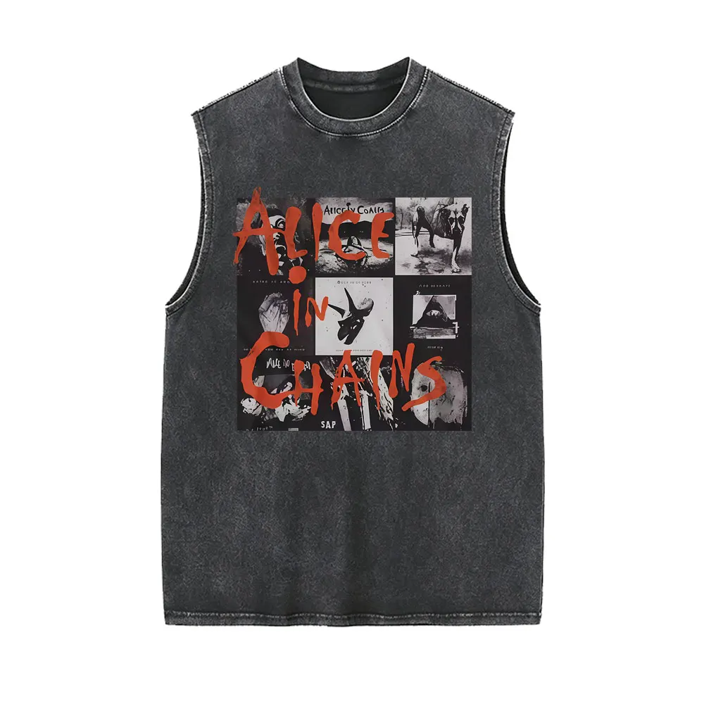 Hot Sale Rock Band Alice in Chains Jar of Flies Vintage Washed Tank Tops Men Women Gothic Punk Oversized Sleeveless Vest T-shirt