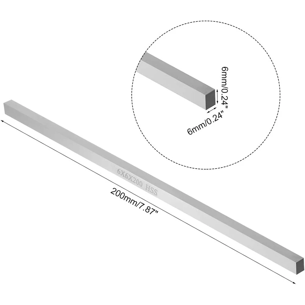 Outils de tour CNC en barre d\'acier blanche, barre d\'acier carrée HSS, 7.87mm pour propositions de fraisage, poinçonnage, tournage, fer, cuivre,