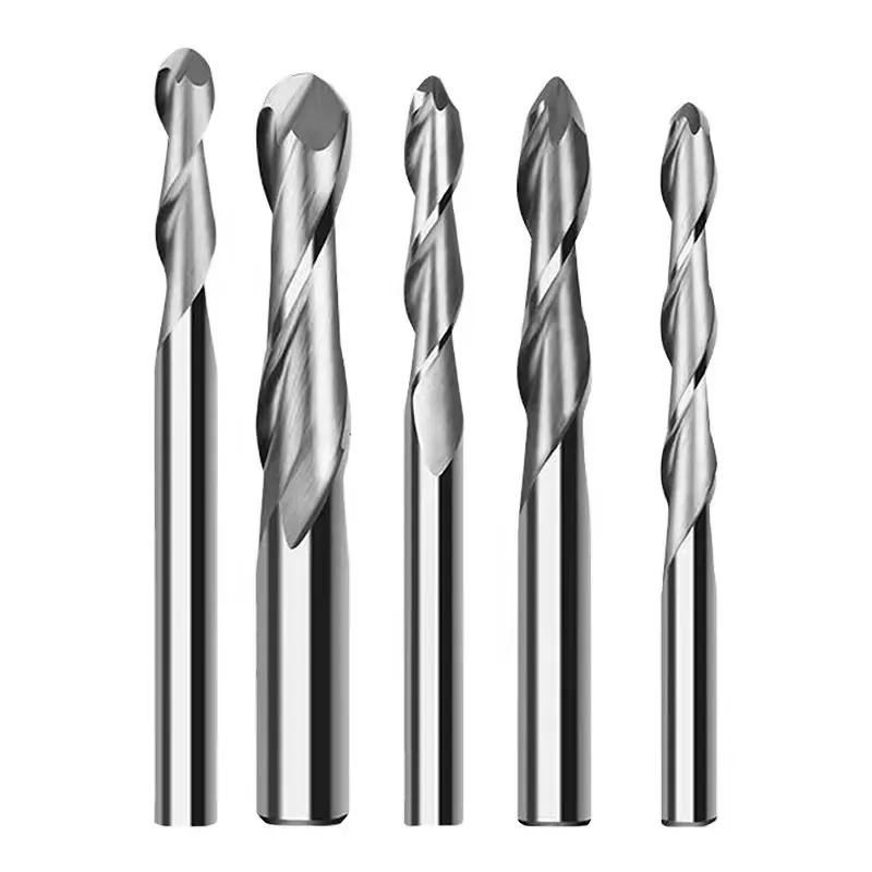 AlTin Coated Ball Nose End Mill 3D Furniture Router Bits Solid Carbide Milling Cutter for Detailed Contouring 3.175-8mm Shank