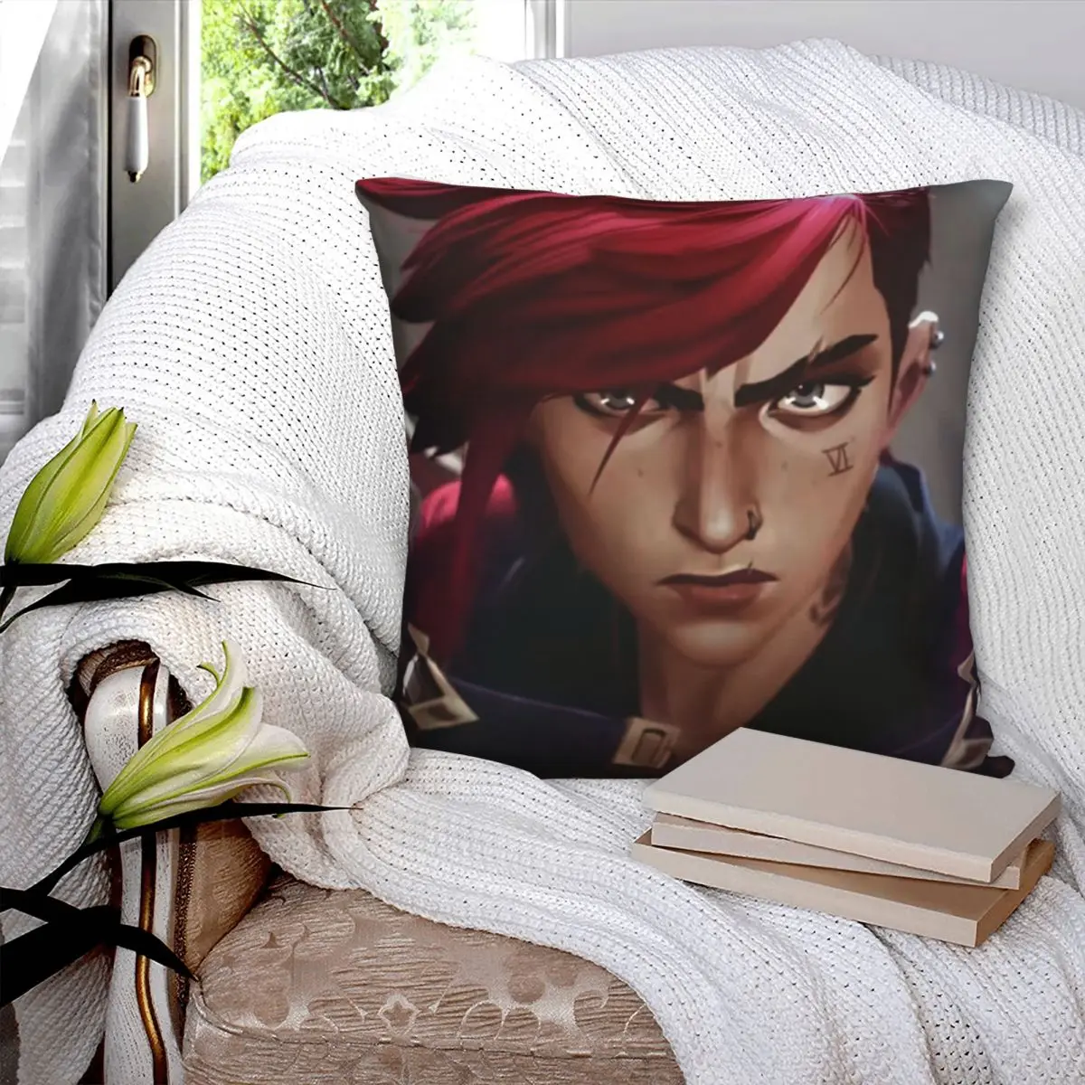 VI ARCANE League of Legends Pillowcase Polyester Linen Velvet Creative Zip Decor Pillow Case Sofa Cushion Case