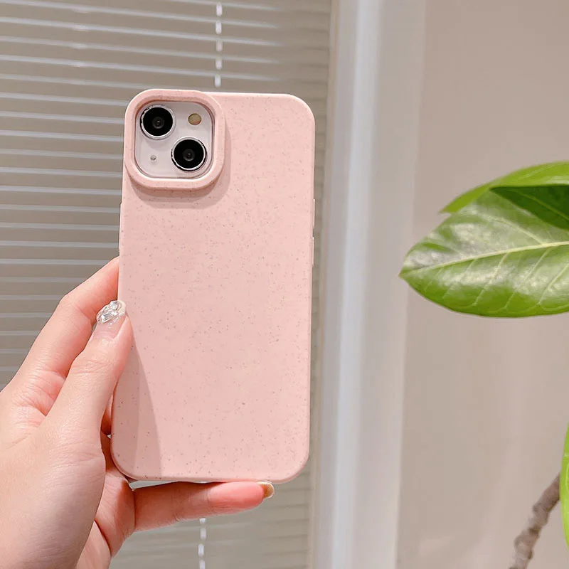 Gourde Simple Solid Color Biodegradable Wheat Straw Soft Silicone Phone Case For iPhone 15 16 Pro Max 14 13 12 11 XS Max XR 7 8P - Image 2