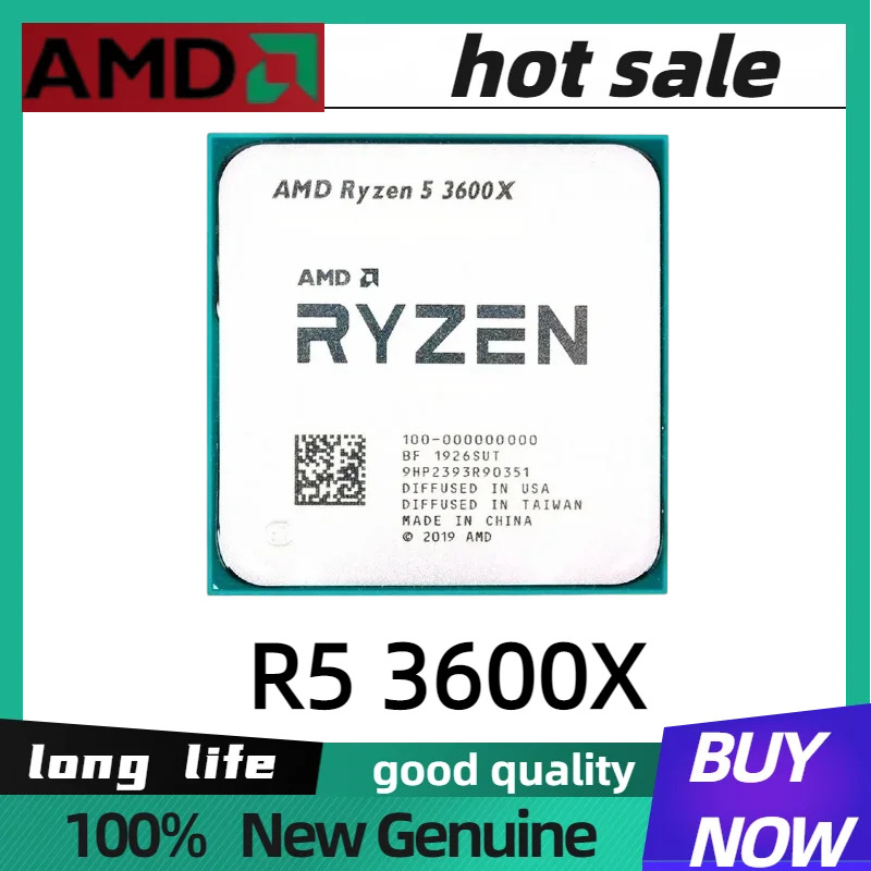 

AMD Ryzen 5 3600X R5 3600X 3.8 GHz Six-Core Twelve-Thread 7NM 95W CPU Processor L3=32M 100-000000022 Socket AM4 In Stock