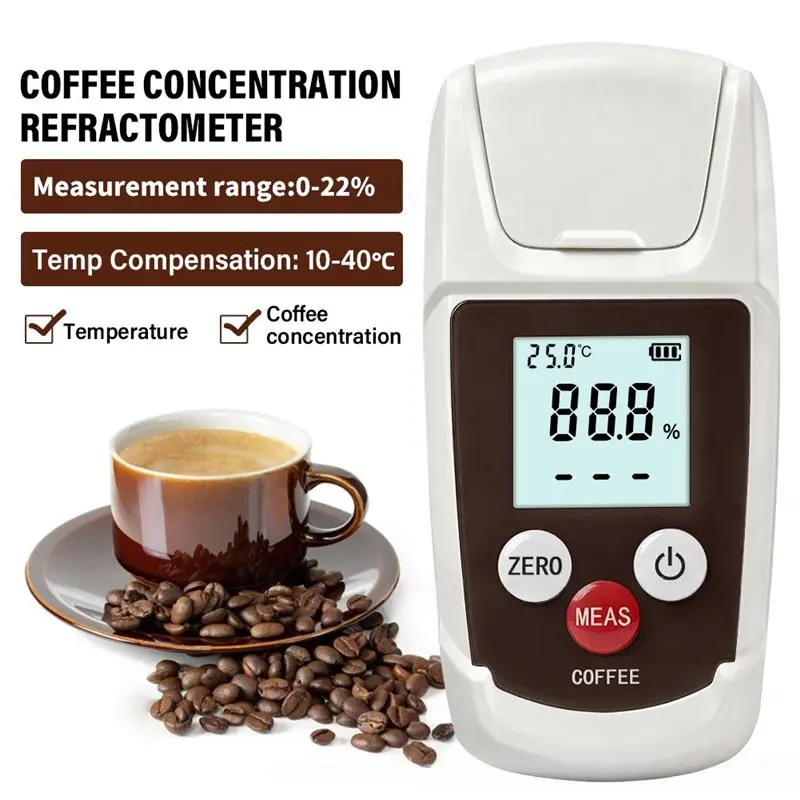 ABKW-Digital Coffee Concentration Refractometer 0-22% Range Temperature Compensation Handheld Coffee Tester For Home Cafe Use
