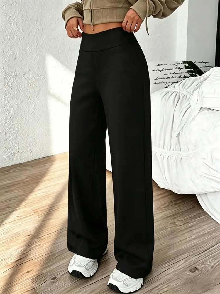 Women's Loose Casual Sports Pants Outdoor Running Wide Leg Straight Jean Lightweight Draping Yoga Pant Loose Trousers Daily Wear