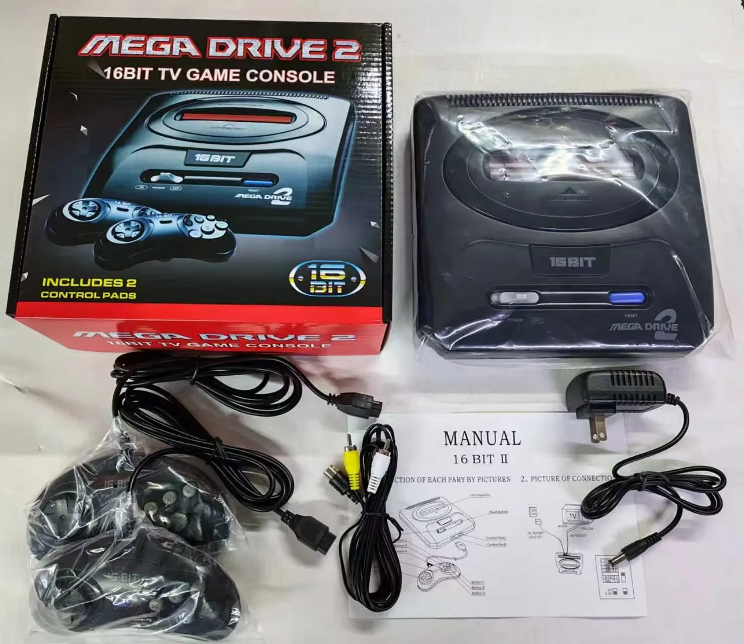 16Bit TV Game Console for MEGA DRIVE2 (Can Read Original Cartridge)